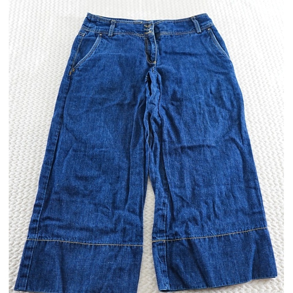Women's Ann Taylor LOFT Modern Trouser Jeans Flap Pocket Dark Size 6